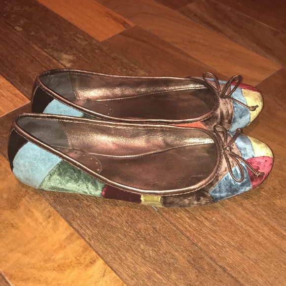 Coach Size 9 1/2 Patchwork Velvet Flats - Picture 2 of 6